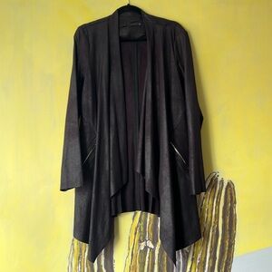 Zara ✨🖤 Women’s Black Open Cardigan Waterfall Casual Light Weight Jacket Size L